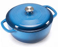 Sweetcrispy 6 Qt Enameled Cast Iron Dutch Oven Pot with Lid, Blue