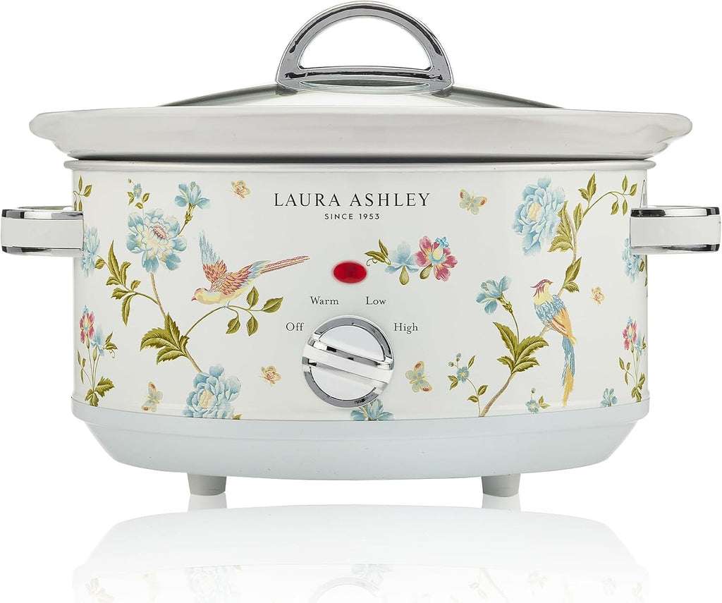 Laura Ashley Elveden White Small Slow Cookers 3.7 Quarts,Slow Cooker 3.7QT
