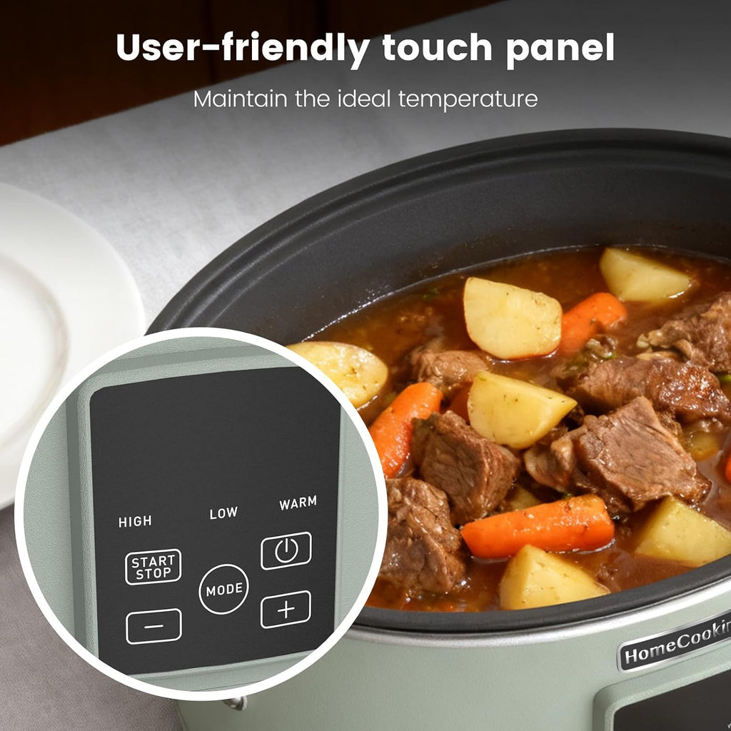HOMECOOKIN Slow Cooker, Extra Large 10 Quarts Digital Slow Cookers with Timer, Dishwasher Safe Glass Lid & Crock, Kitchen Appliance for Families & Gatherings, Olive
