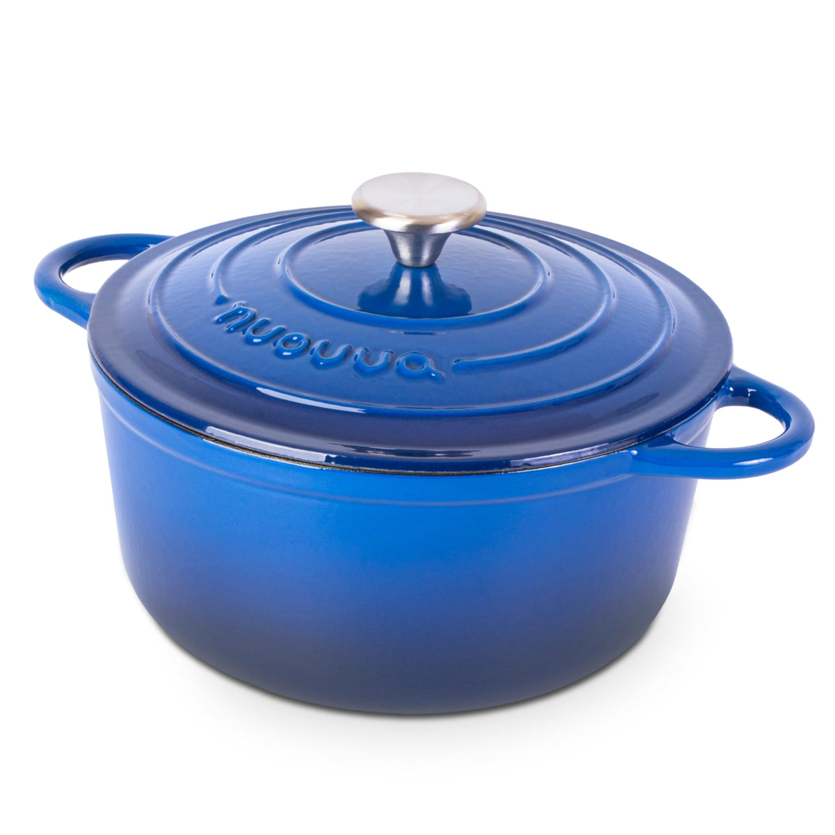 Nuovva Enamelled Cast Iron Dutch Oven Pot with Lid-6.4 Quart Non Stick Casserole Pot-Heavy Duty & Oven Safe up to 500° F for Bread Baking, Braising, Stews, Roasting - 28cm Dark Blue