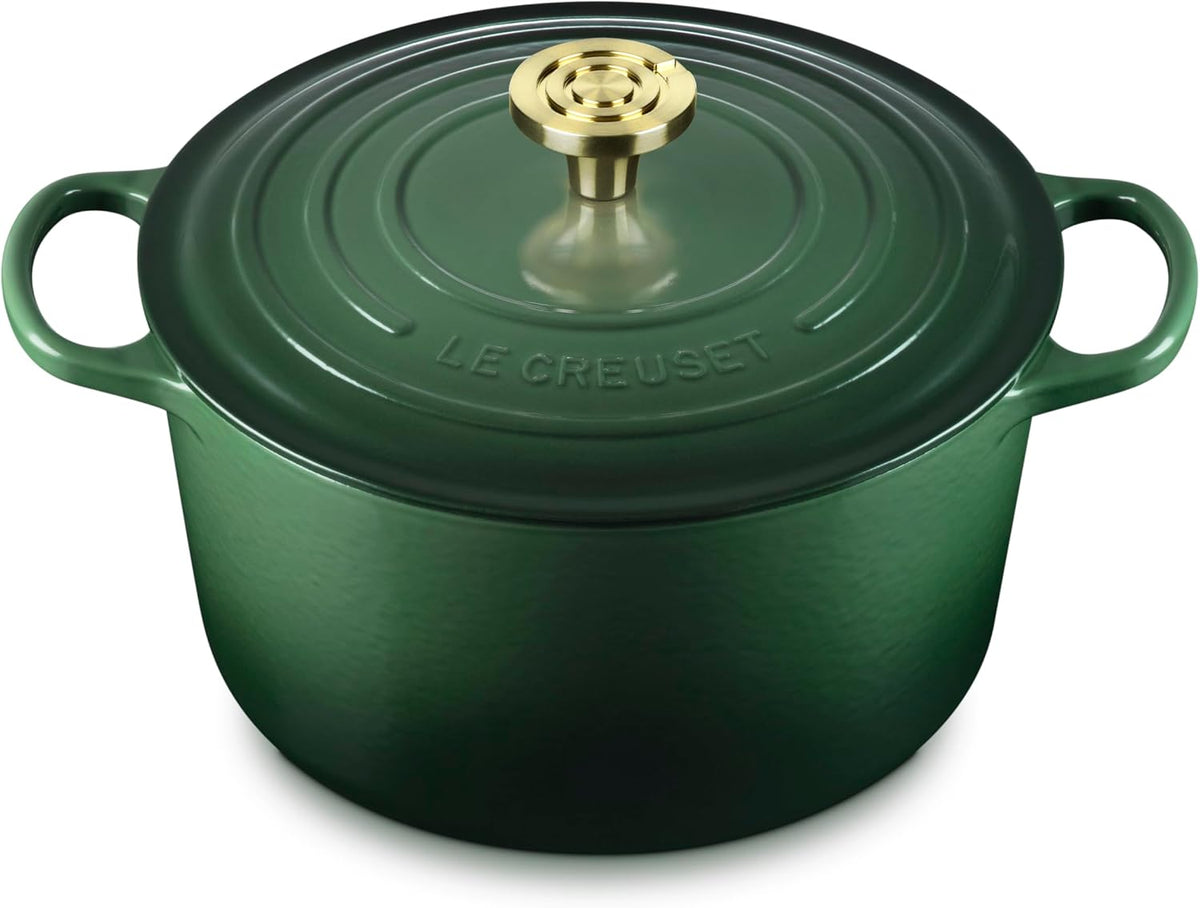 Le Creuset Signature 6.5-quart Deep Round Dutch Oven with Light Gold Crucible Knob - Enameled Cast Iron (Artichaut)