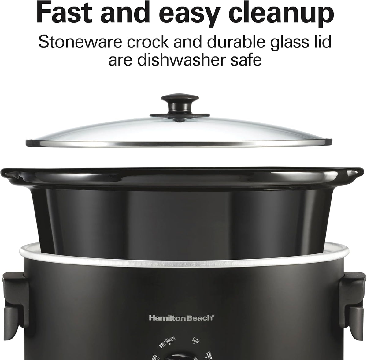 Hamilton Beach 6 Quart Slow Cooker With Space-Saving Folding Handles