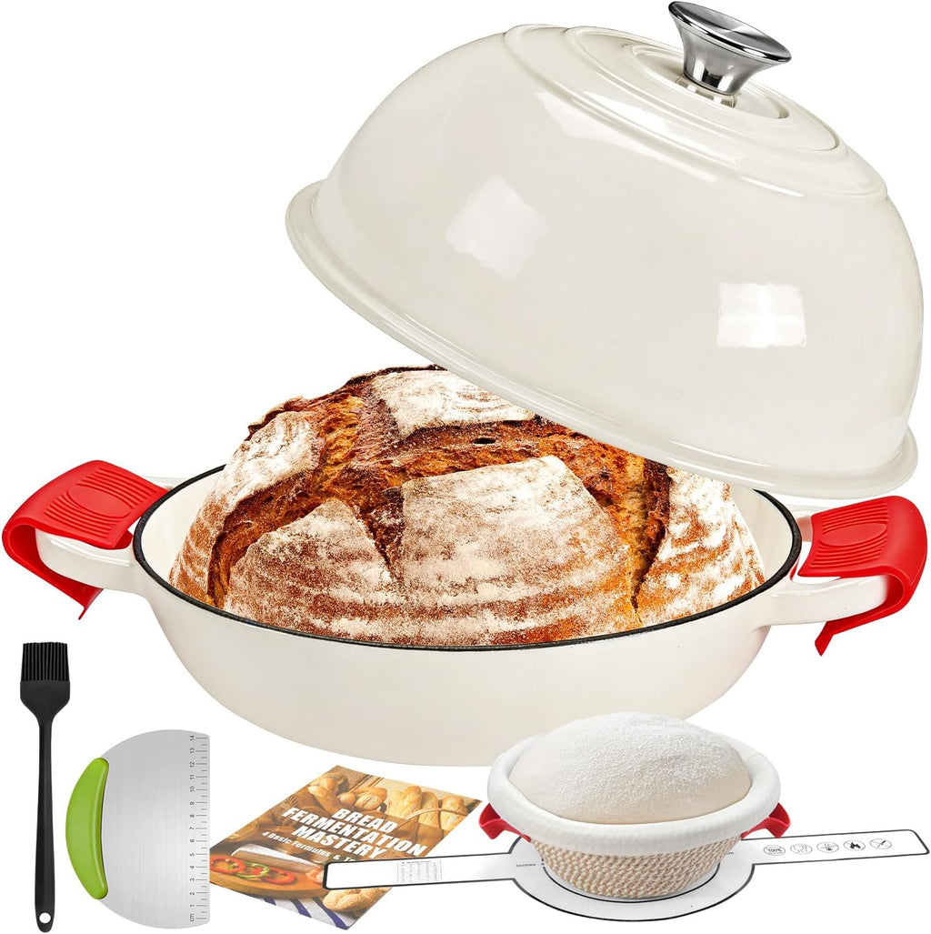GGC 6QT Sourdough Dutch Oven Kit, 7-Piece Enameled Cast Iron Bread Oven
