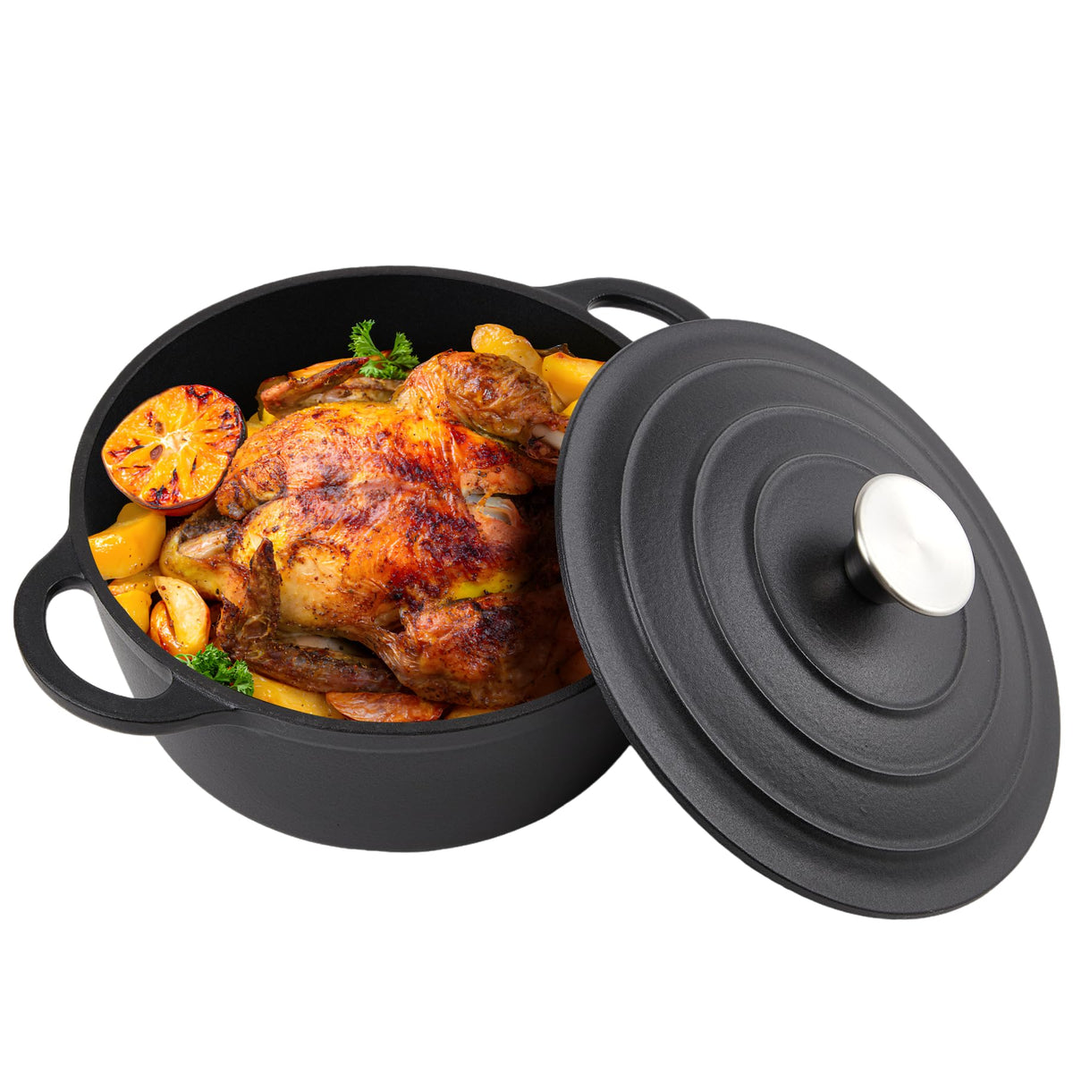 6 Quart Dutch Oven Enameled Cast Iron with Lid - Big Dual Handles - Oven Safe up to 500°F - Classic Round Pot for Versatile Cooking Cream