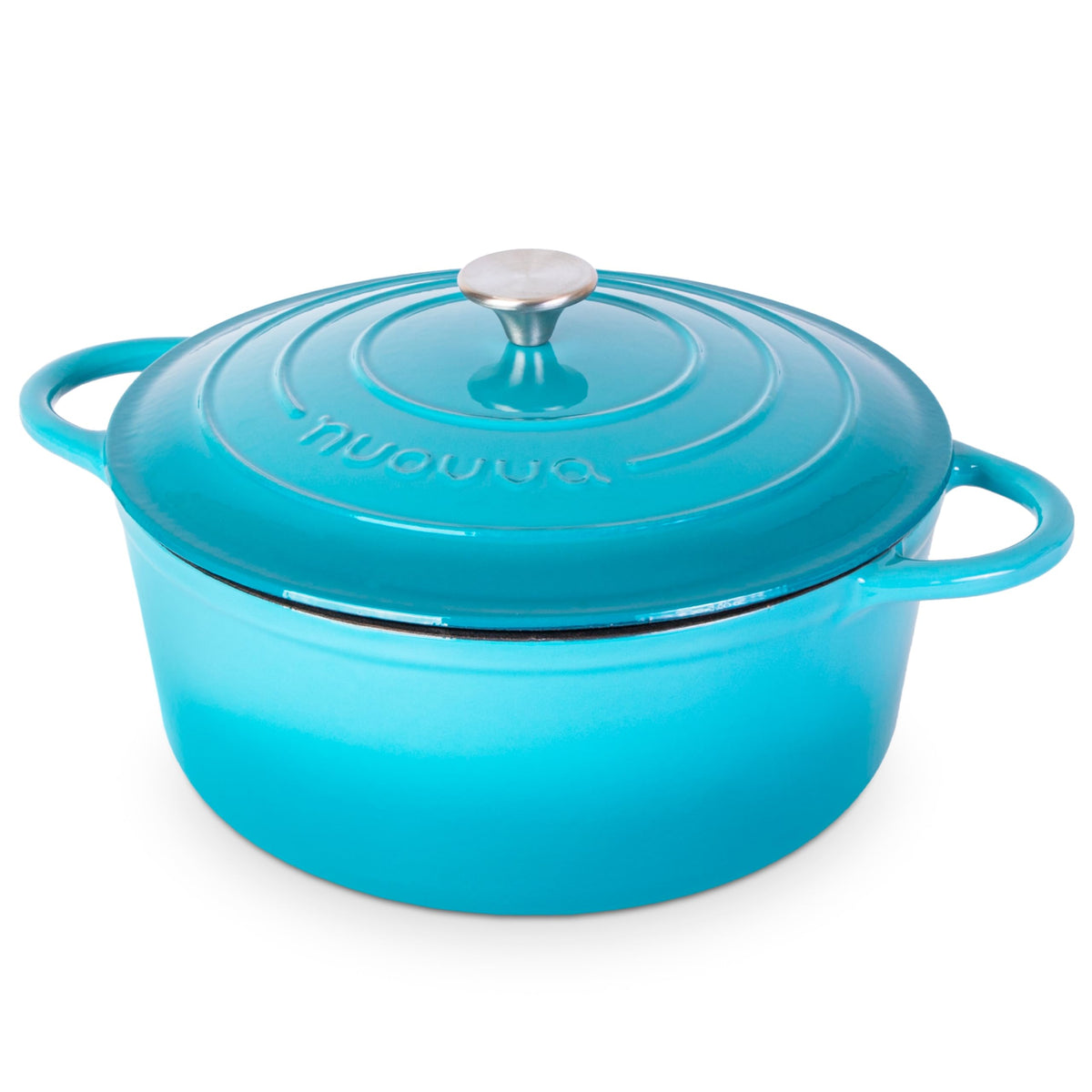 Nuovva Enamelled Cast Iron Dutch Oven Pot with Lid-6.4 Quart Non Stick Casserole Pot-Heavy Duty & Oven Safe up to 500° F for Bread Baking, Braising, Stews, Roasting - 28cm Dark Blue