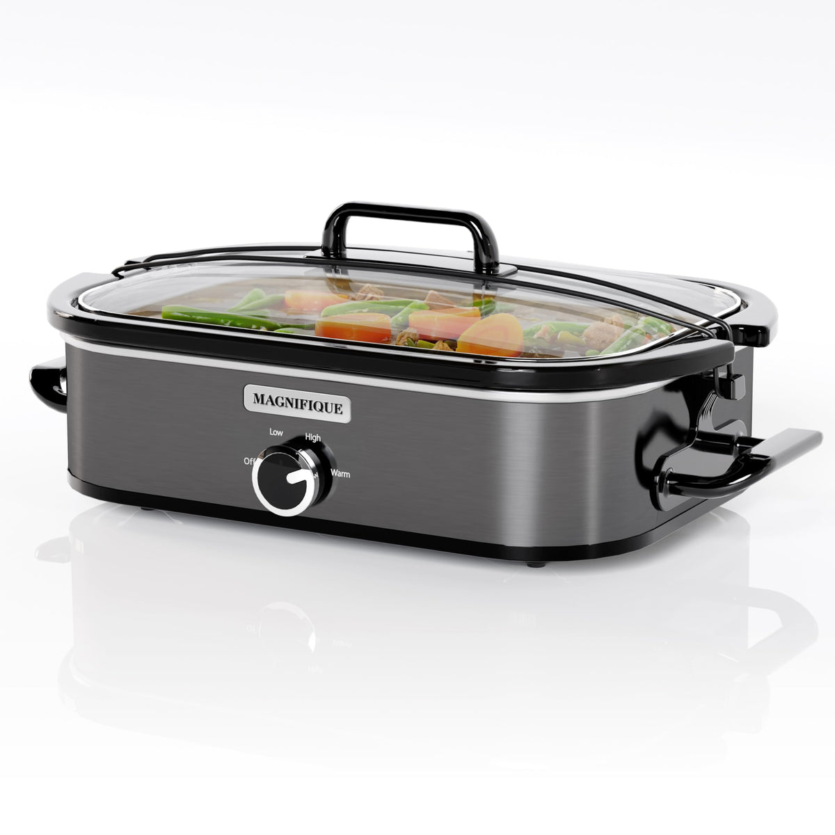 [NEW] MAGNIFIQUE 4-Quart Slow Cooker with Casserole Manual Warm Setting - Perfect Kitchen Small Appliance for Family Dinners, Dishwasher Safe Crock, Red