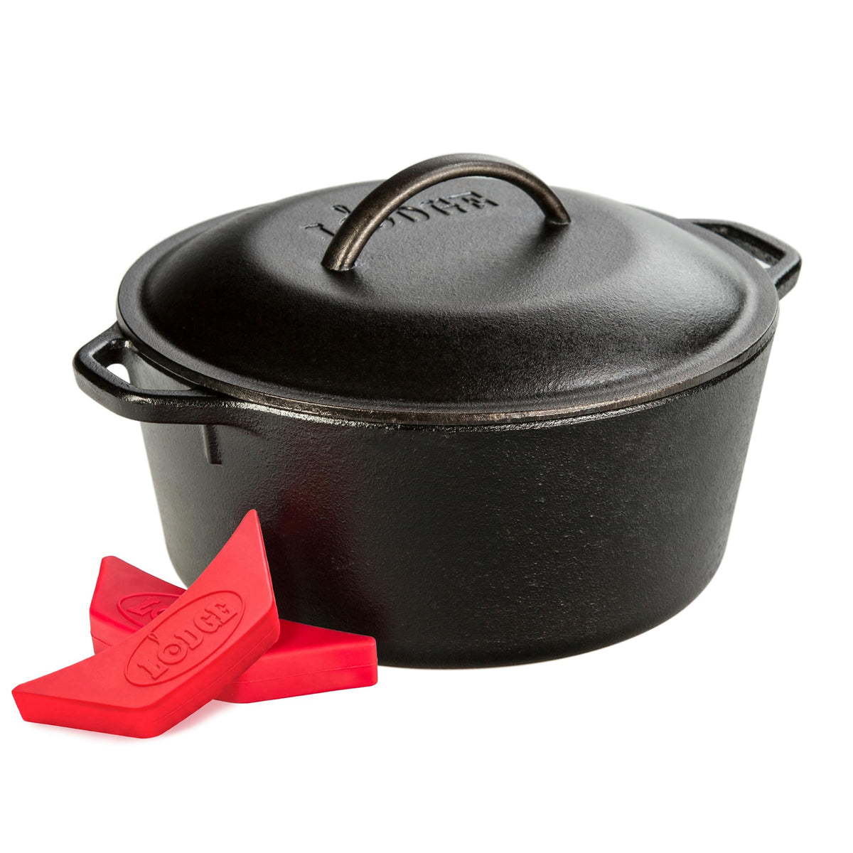 Lodge Cast Iron Double Dutch Oven, 2-in-1 Pot and Skillet Combo, 5 Quart