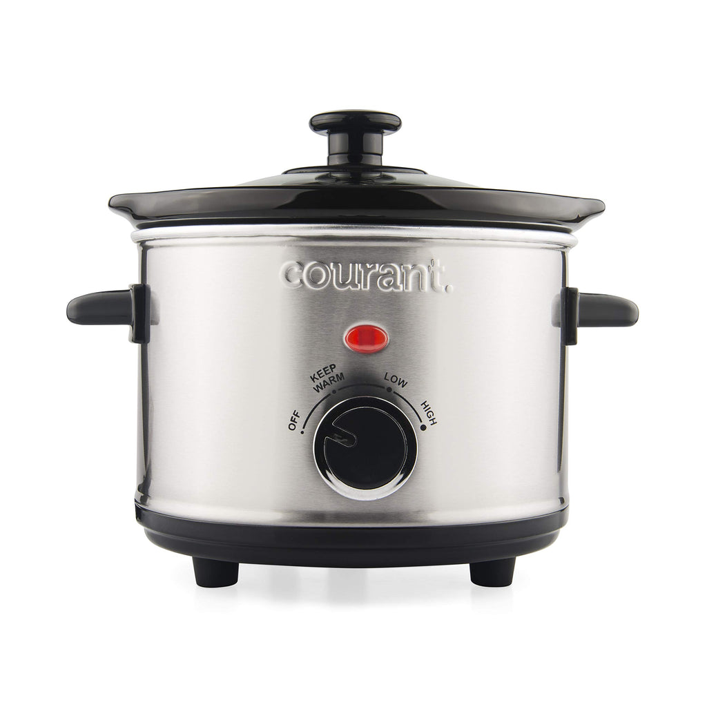 Courant Slow Cooker 5.5 Quart Crock, with Easy Cooking Options, Dishwasher Safe Pot and Glass Lid, Stainless Steel