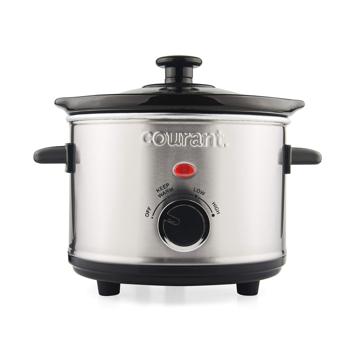 Courant Slow Cooker 5.5 Quart Crock, with Easy Cooking Options, Dishwasher Safe Pot and Glass Lid, Stainless Steel
