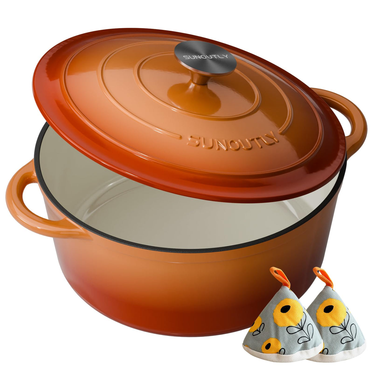 Enameled Cast Iron Dutch Oven, 9.3QT Pot with Lid, Bottle Green