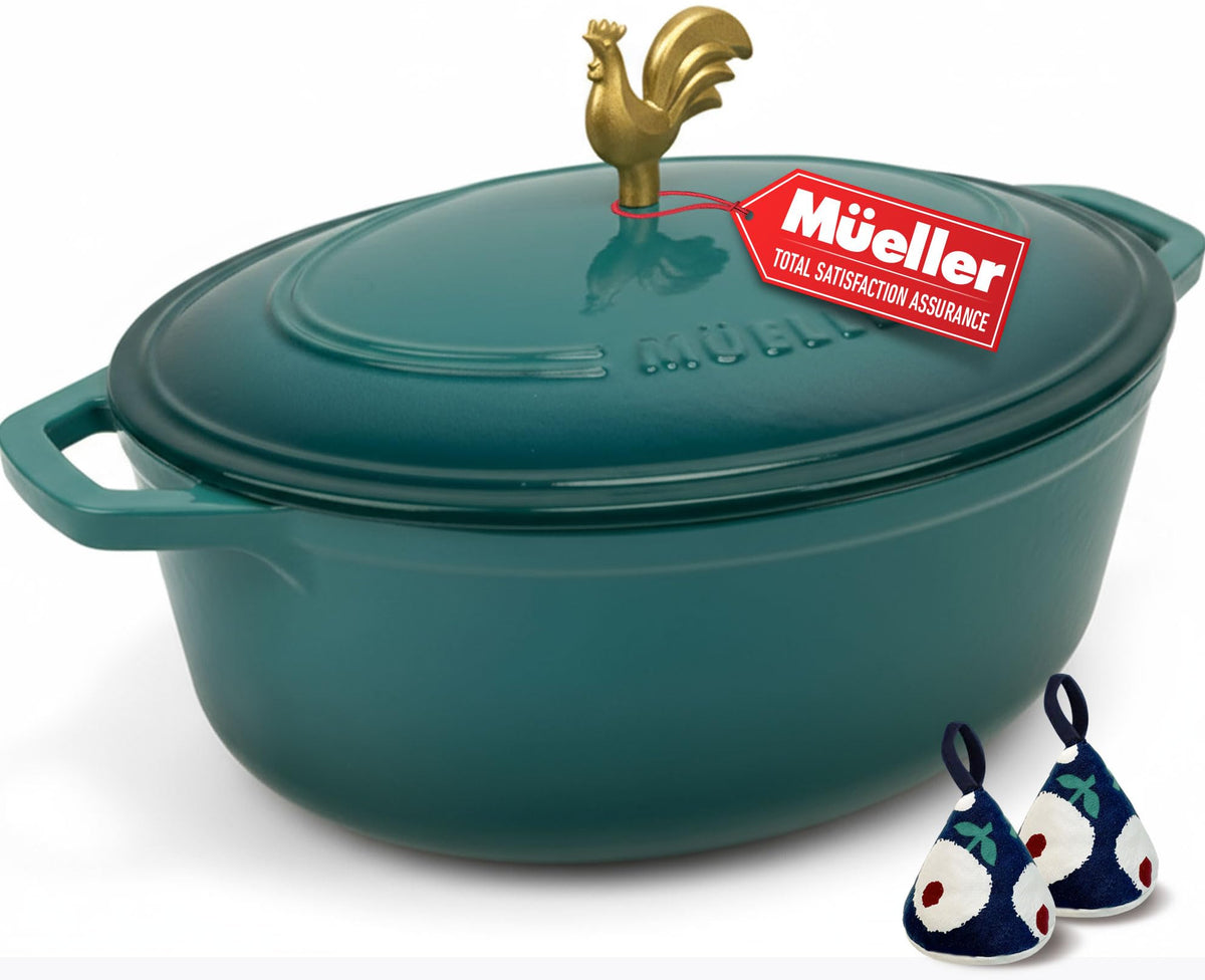 Mueller DuraCast 6 Quart Enameled Cast Iron Dutch Oven Pot with Lid