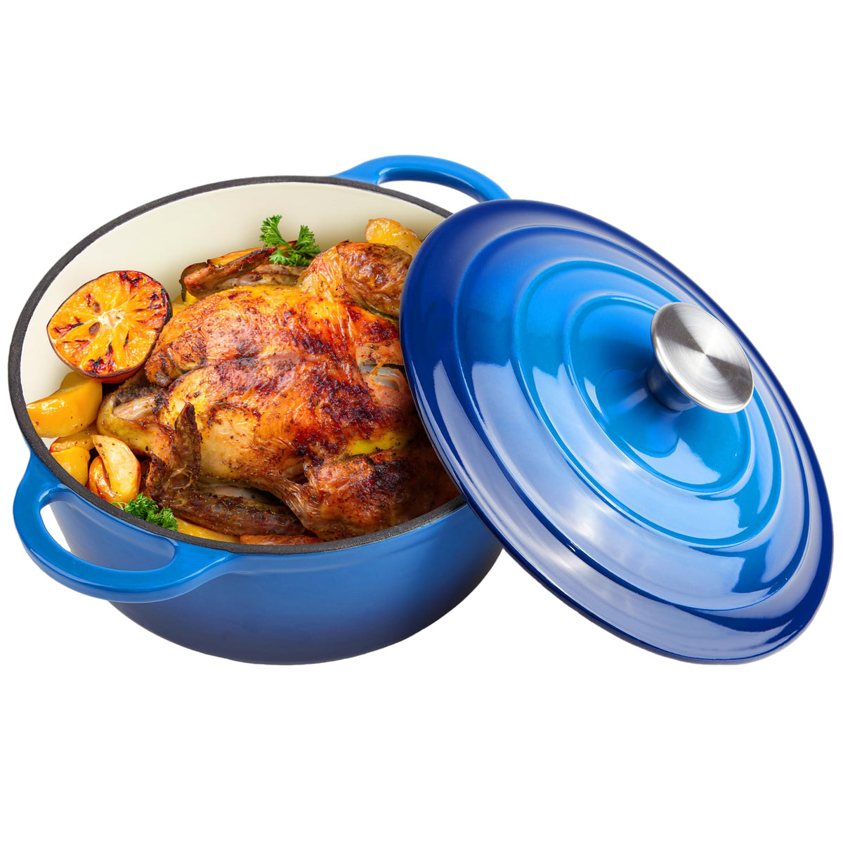6 Quart Dutch Oven Enameled Cast Iron with Lid - Big Dual Handles - Oven Safe up to 500°F - Classic Round Pot for Versatile Cooking Cream