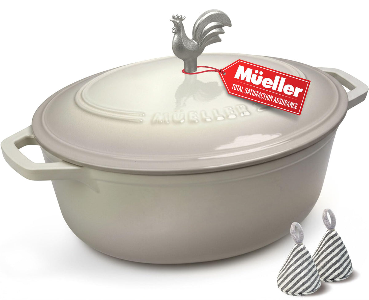 Mueller DuraCast 6 Quart Enameled Cast Iron Dutch Oven Pot with Lid