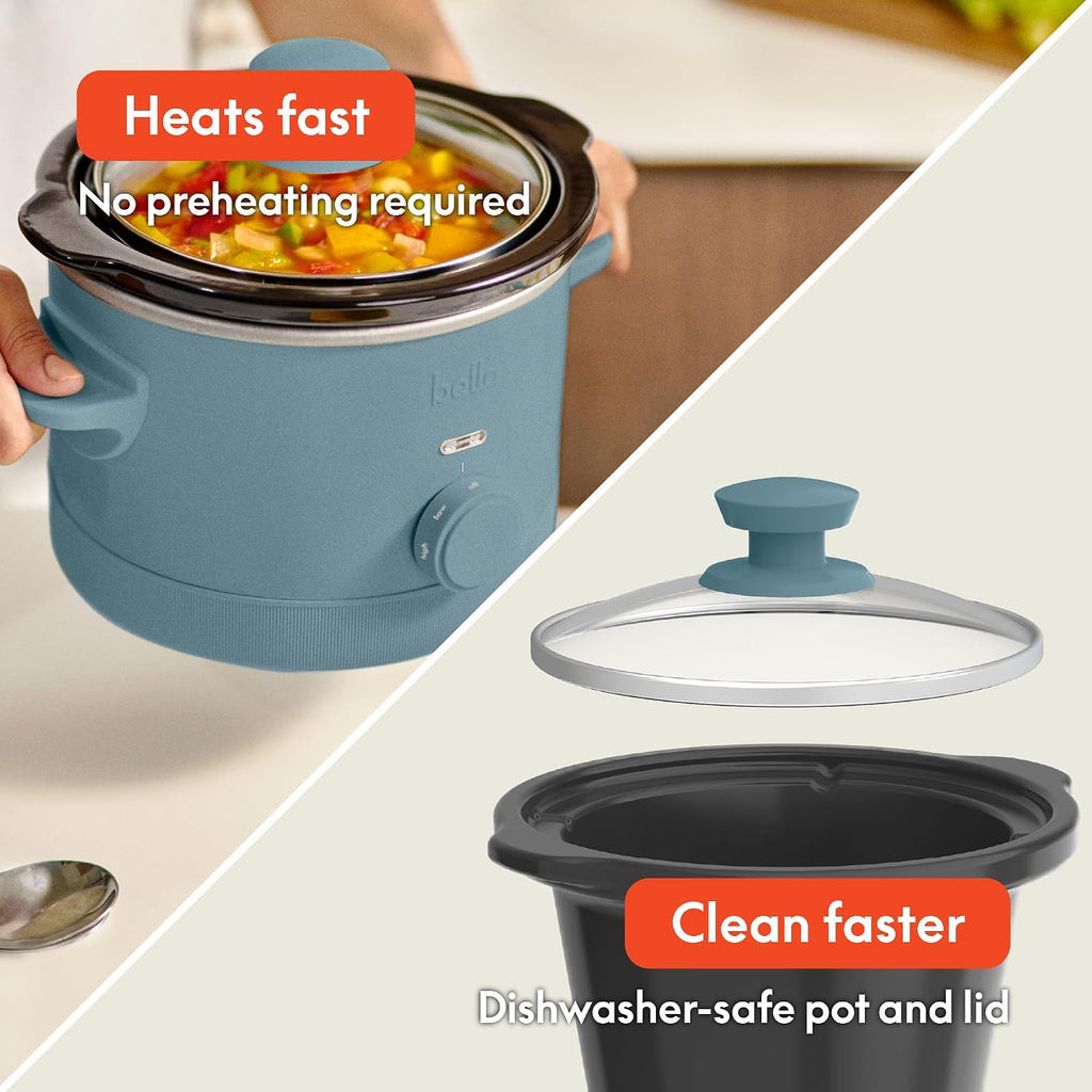 bella 1.5qt Manual Non-Toxic Slow Cooker with 3 Heat Settings, Surf