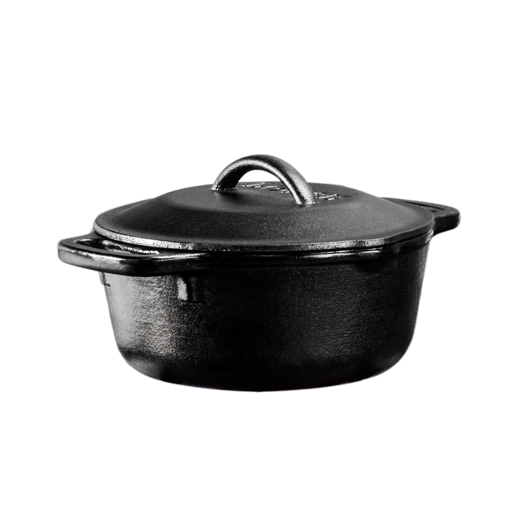 Lodge Cast Iron Double Dutch Oven, 2-in-1 Pot and Skillet Combo, 5 Quart