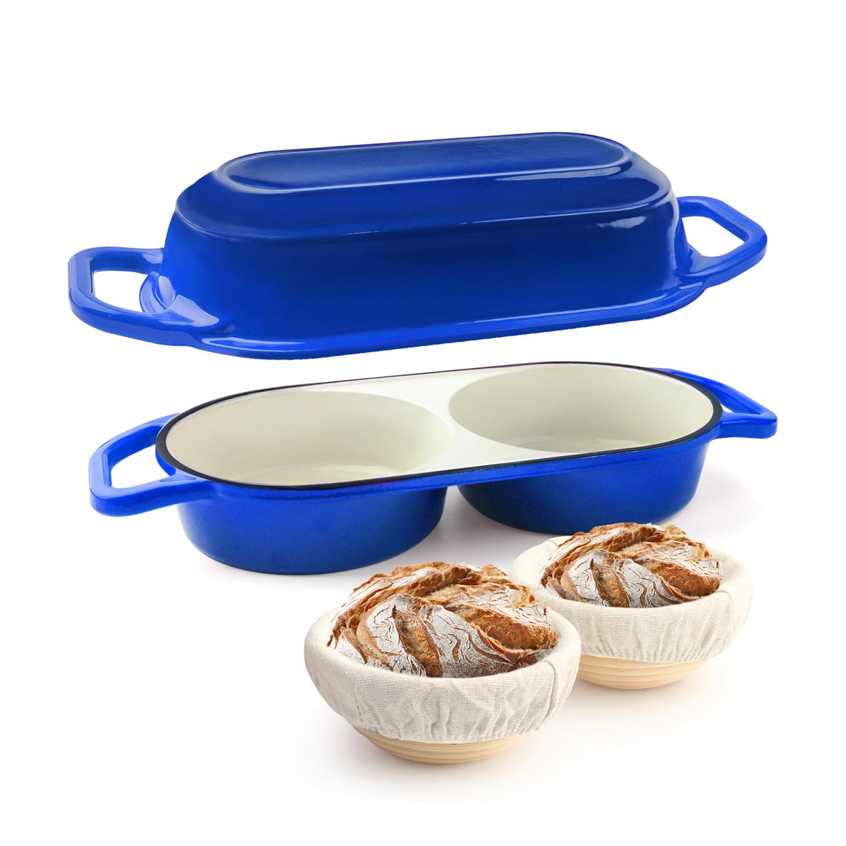 YONILL Mini Double Dutch Oven with Lid for Sourdough Bread Baking (Pink)