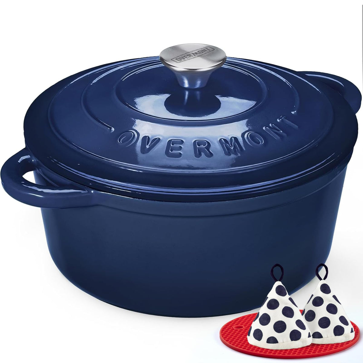 Overmont Enameled Cast Iron Dutch Oven - 7QT Pot with Lid Cookbook