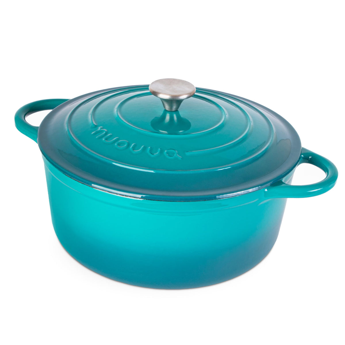 Nuovva Enamelled Cast Iron Dutch Oven Pot with Lid-6.4 Quart Non Stick Casserole Pot-Heavy Duty & Oven Safe up to 500° F for Bread Baking, Braising, Stews, Roasting - 28cm Dark Blue