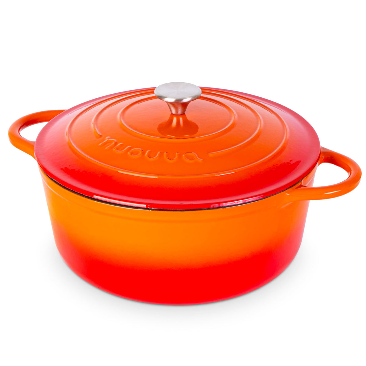Nuovva Enamelled Cast Iron Dutch Oven Pot with Lid-6.4 Quart Non Stick Casserole Pot-Heavy Duty & Oven Safe up to 500° F for Bread Baking, Braising, Stews, Roasting - 28cm Dark Blue