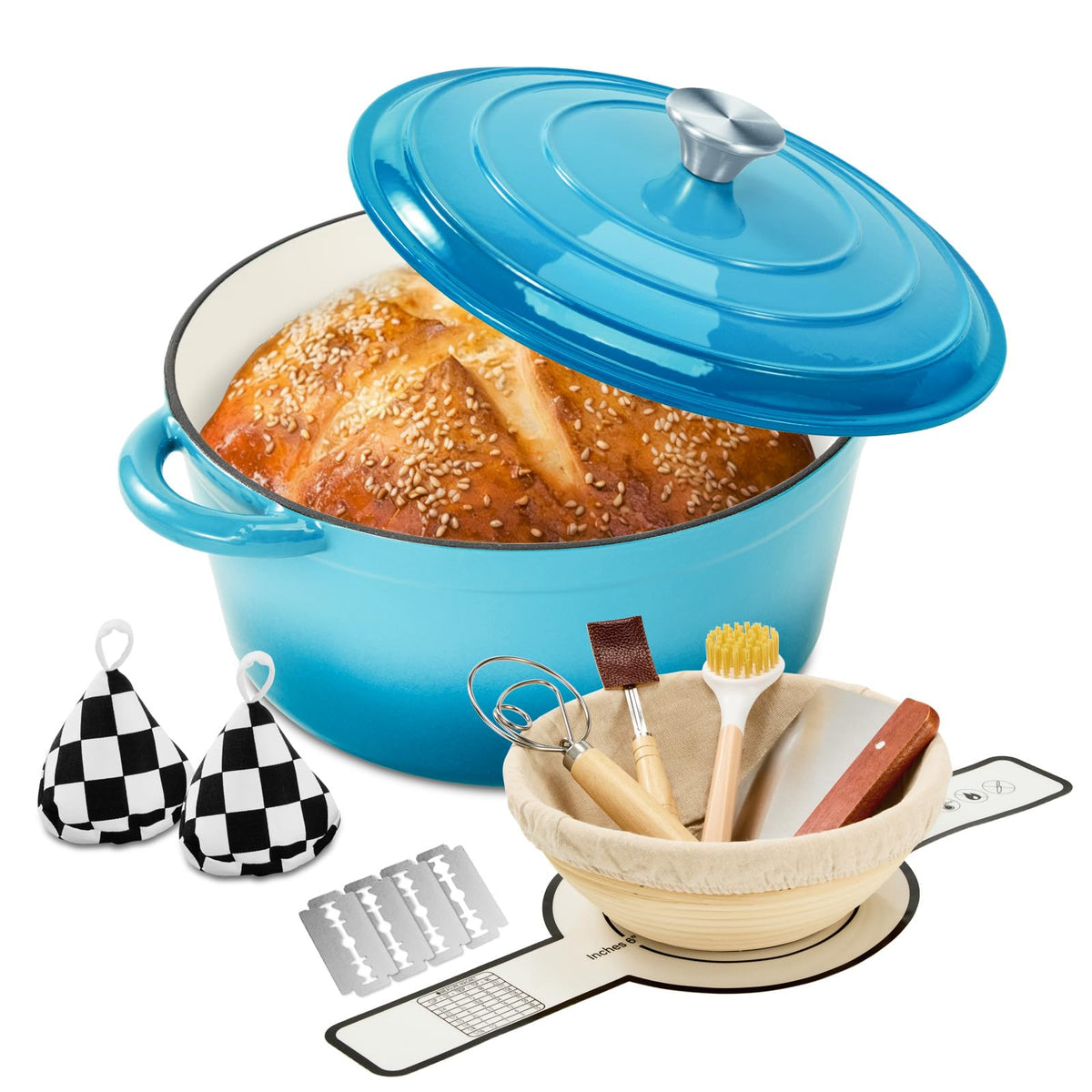 Enameled Cast Iron Dutch Oven pot 6.5 QT with Lid for Bread Baking