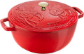 Staub Cast Iron Essential French Oven, Dutch Oven, 5-quart, serves 5-6, Made in France, with Horse Lid - Cherry
