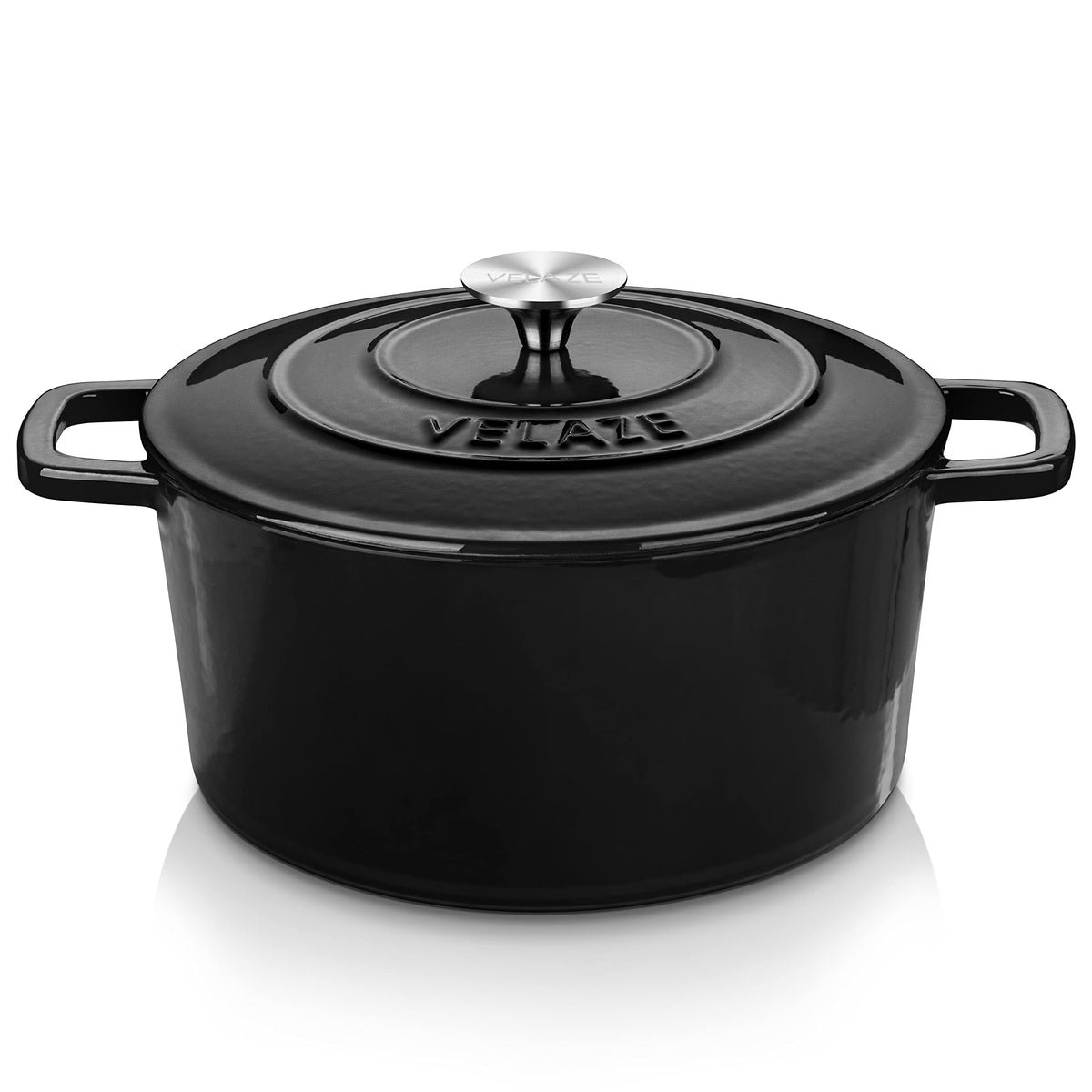 Velaze 7.5 QT Oval Enameled Cast Iron Dutch Oven Pot with Lid,Blue