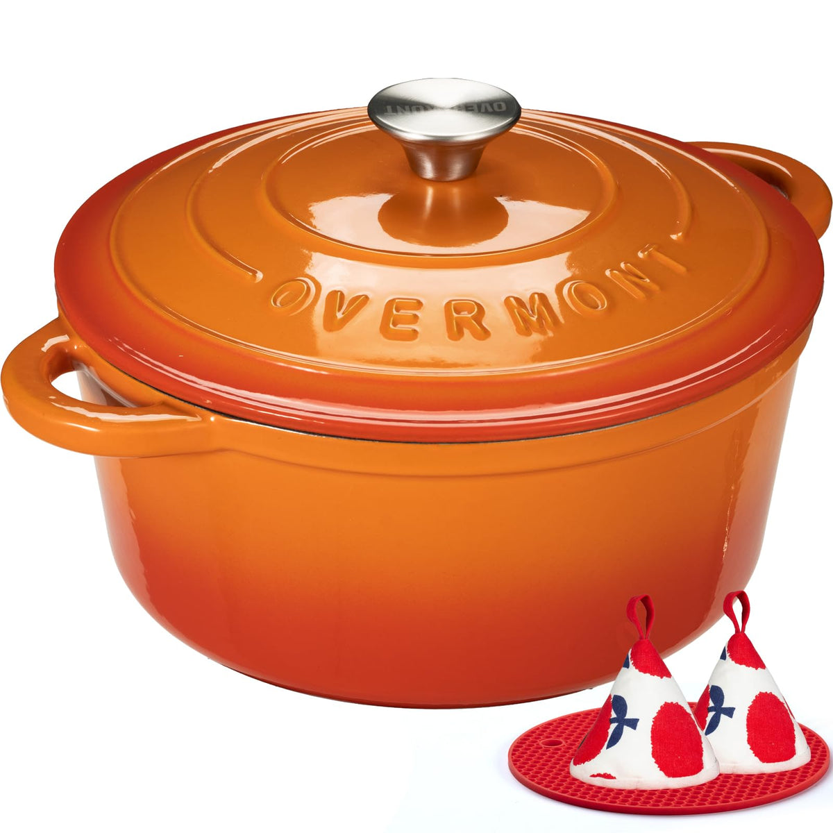 Overmont Enameled Cast Iron Dutch Oven - 7QT Pot with Lid Cookbook