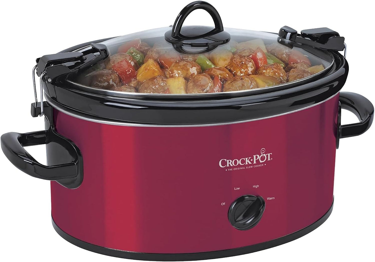 Crock-Pot Cook and Carry Manual Portable Slow Cooker, Red, 6 Quart Oval