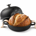 5QT Pre-Seasoned Cast Iron Dutch Oven For Bread Baking, Dutch Oven with Domed Lid, Sourdough Bread Baking Supplies, Multi-Functional Bread Pan For Baking, Frying, Roasting
