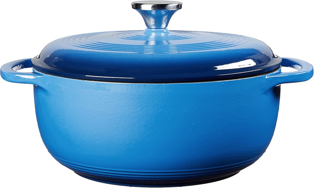 Lodge Essential Enamel Cast Iron Dutch Oven, 4.5 Quart, Caribbean Blue