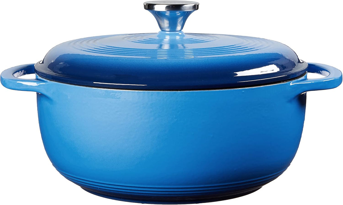 Lodge Essential Enamel Cast Iron Dutch Oven, 4.5 Quart, Caribbean Blue