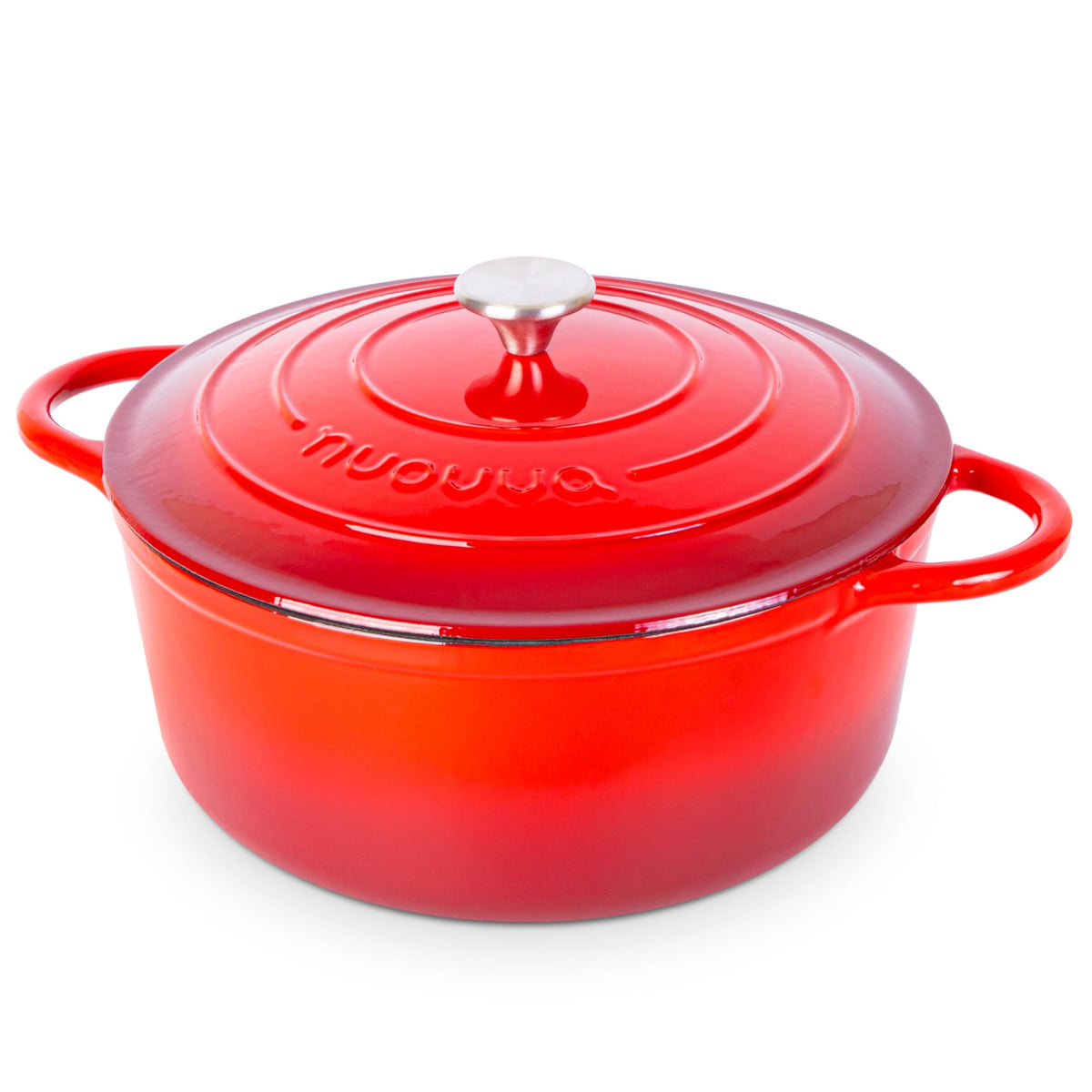 Nuovva Enamelled Cast Iron Dutch Oven Pot with Lid-6.4 Quart Non Stick Casserole Pot-Heavy Duty & Oven Safe up to 500° F for Bread Baking, Braising, Stews, Roasting - 28cm Dark Blue