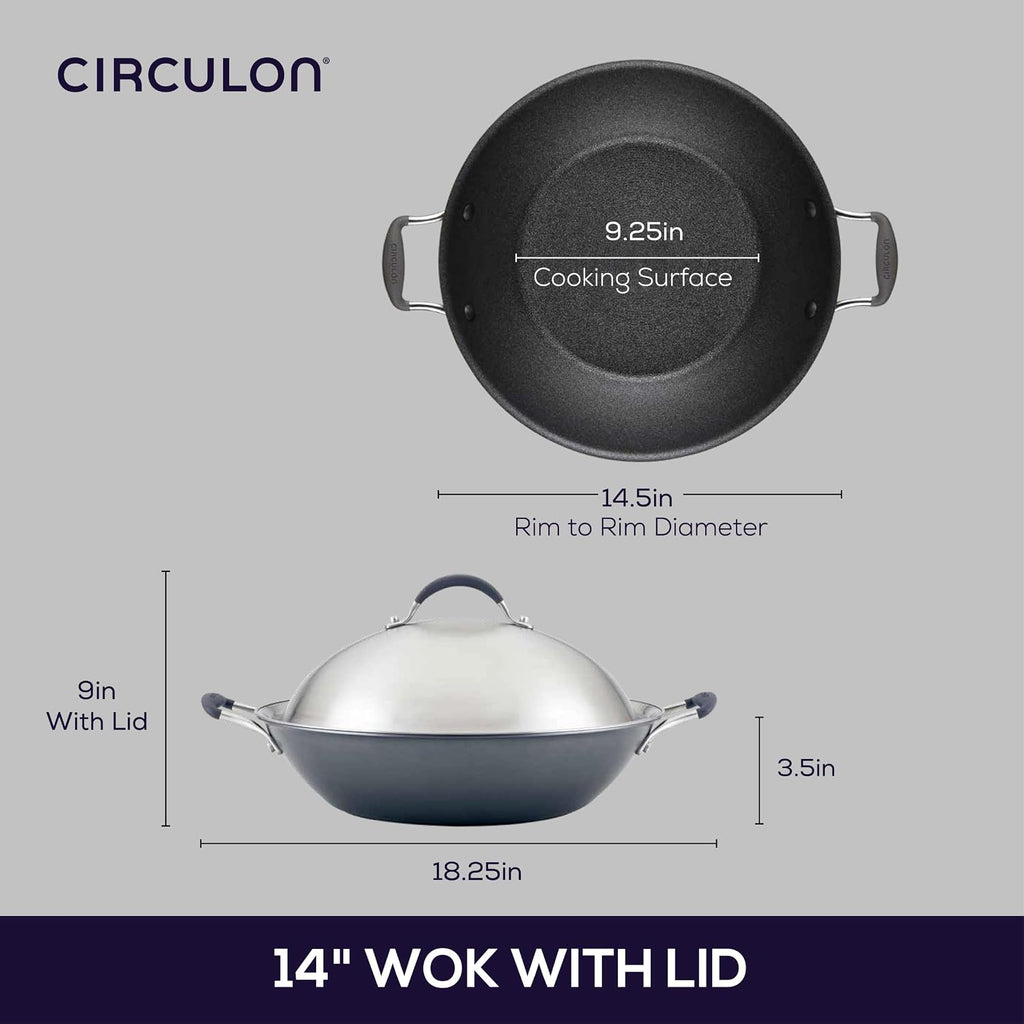 Circulon A1 Series Nonstick Induction Wok with Lid, 14-Inch, Graphite
