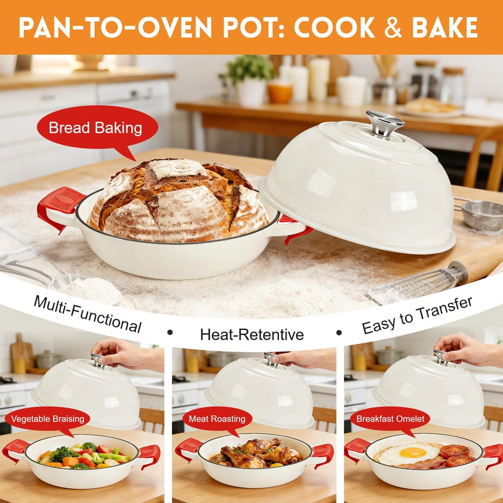 GGC 6QT Sourdough Dutch Oven Kit, 7-Piece Enameled Cast Iron Bread Oven