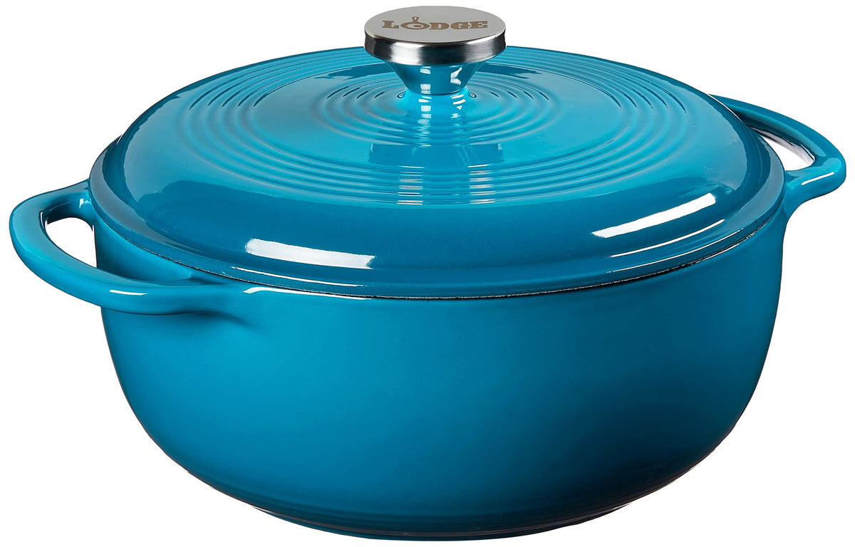 Lodge Essential Enamel Cast Iron Dutch Oven, 4.5 Quart, Caribbean Blue