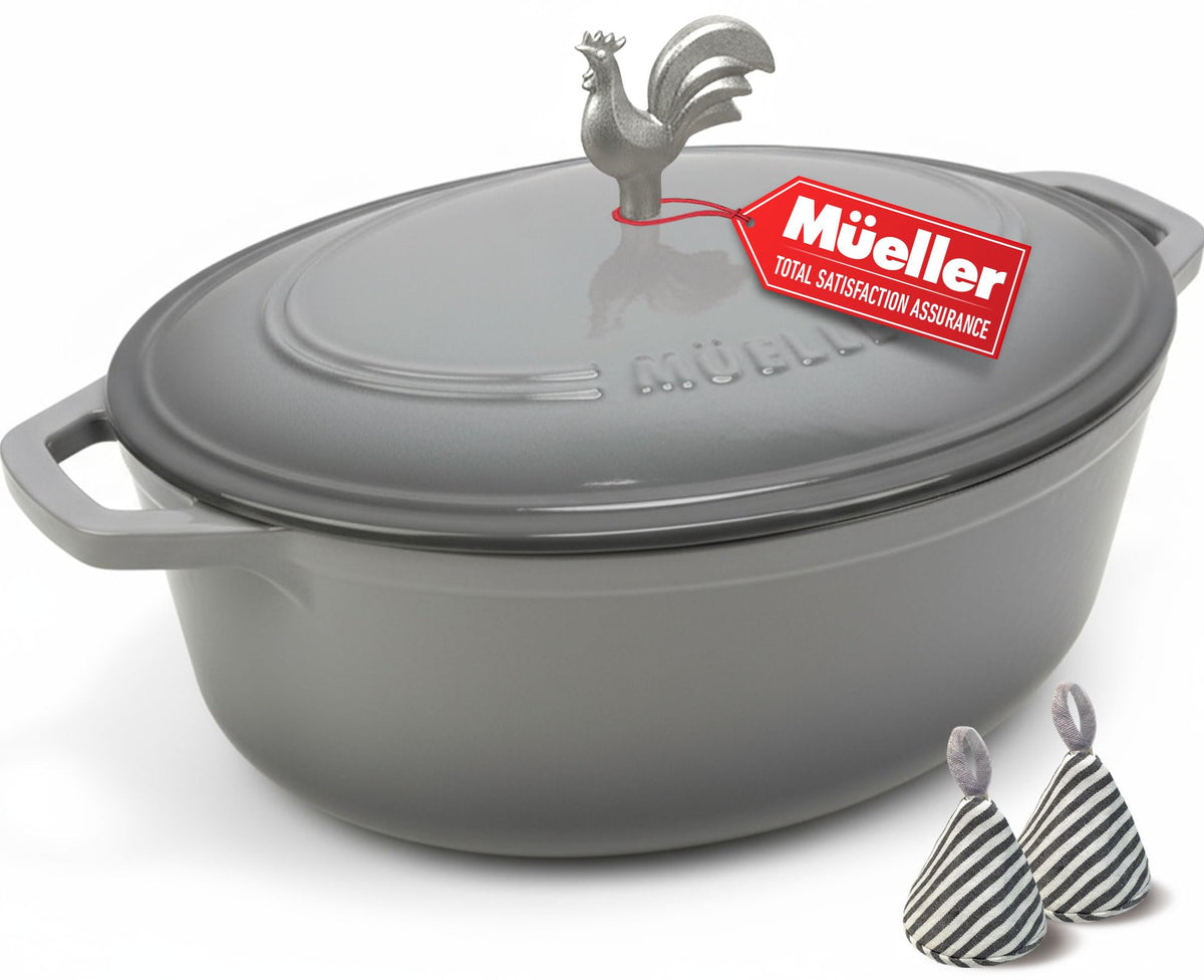 Mueller DuraCast 6 Quart Enameled Cast Iron Dutch Oven Pot with Lid