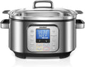 HOUSNAT Slow Cooker 6 Quart 10-in-1 Programmable Stainless Steel Pot