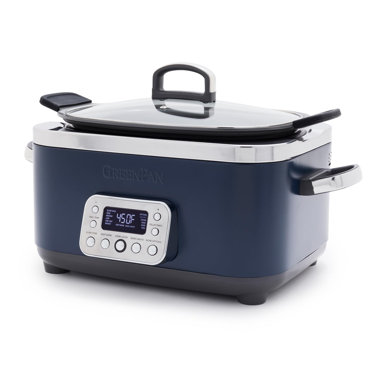 GreenPan Elite 14-in-1 Nonstick 6QT Electric Slow Cooker, PFAS-Free Ceramic Multi-Cooker, In-Pot Browning, Dishwasher Safe Lid & Removable Crock, Stainless Steel Steamer, Silicone Handles, Sage Green