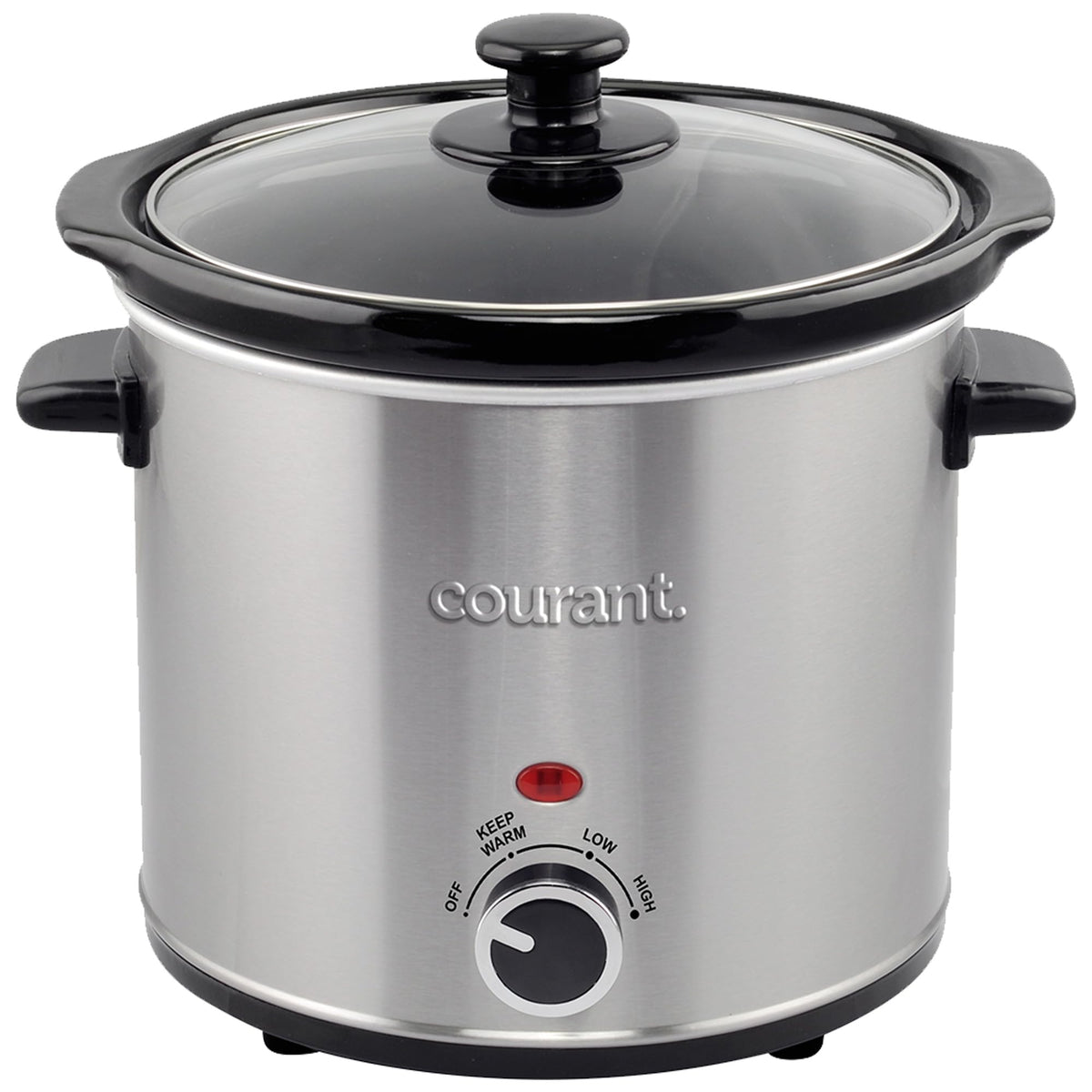Courant Slow Cooker 5.5 Quart Crock, with Easy Cooking Options, Dishwasher Safe Pot and Glass Lid, Stainless Steel