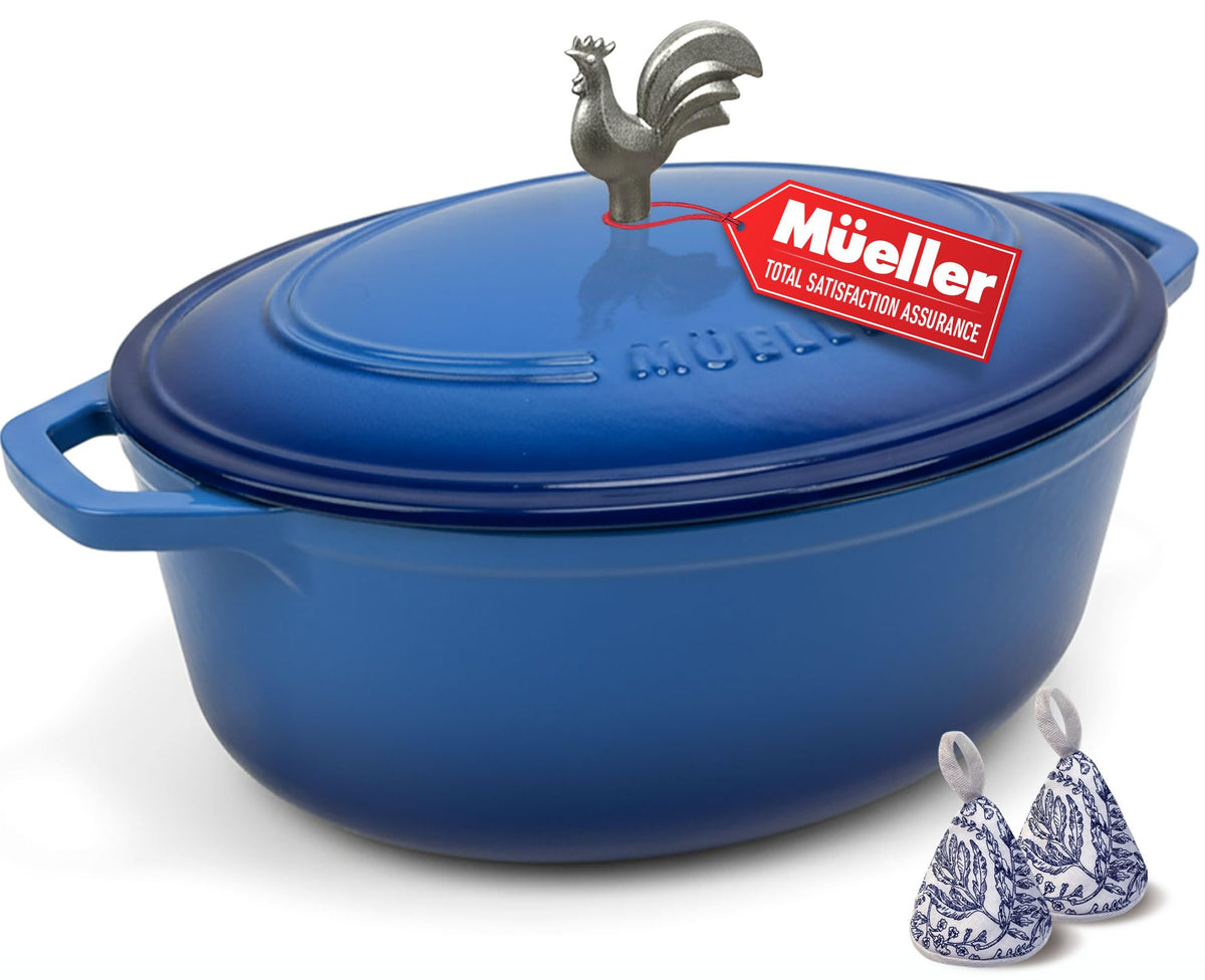 Mueller DuraCast 6 Quart Enameled Cast Iron Dutch Oven Pot with Lid