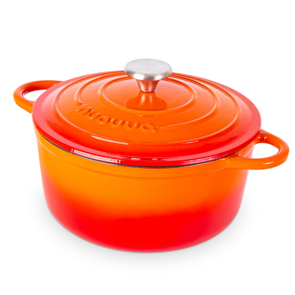 Nuovva Enamelled Cast Iron Dutch Oven Pot with Lid-6.4 Quart Non Stick Casserole Pot-Heavy Duty & Oven Safe up to 500° F for Bread Baking, Braising, Stews, Roasting - 28cm Dark Blue