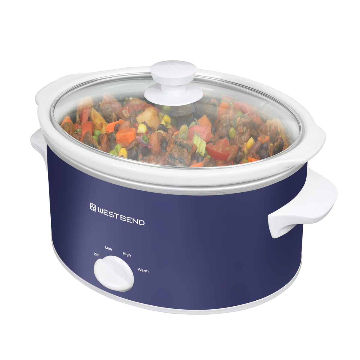 West Bend Slow Cooker 4-Quart Manual Crockery Style with Dishwasher Safe Oval Ceramic Crockpot and Glass Lid Two Temperature Settings Plus Keep Warm, 210-Watts, Black