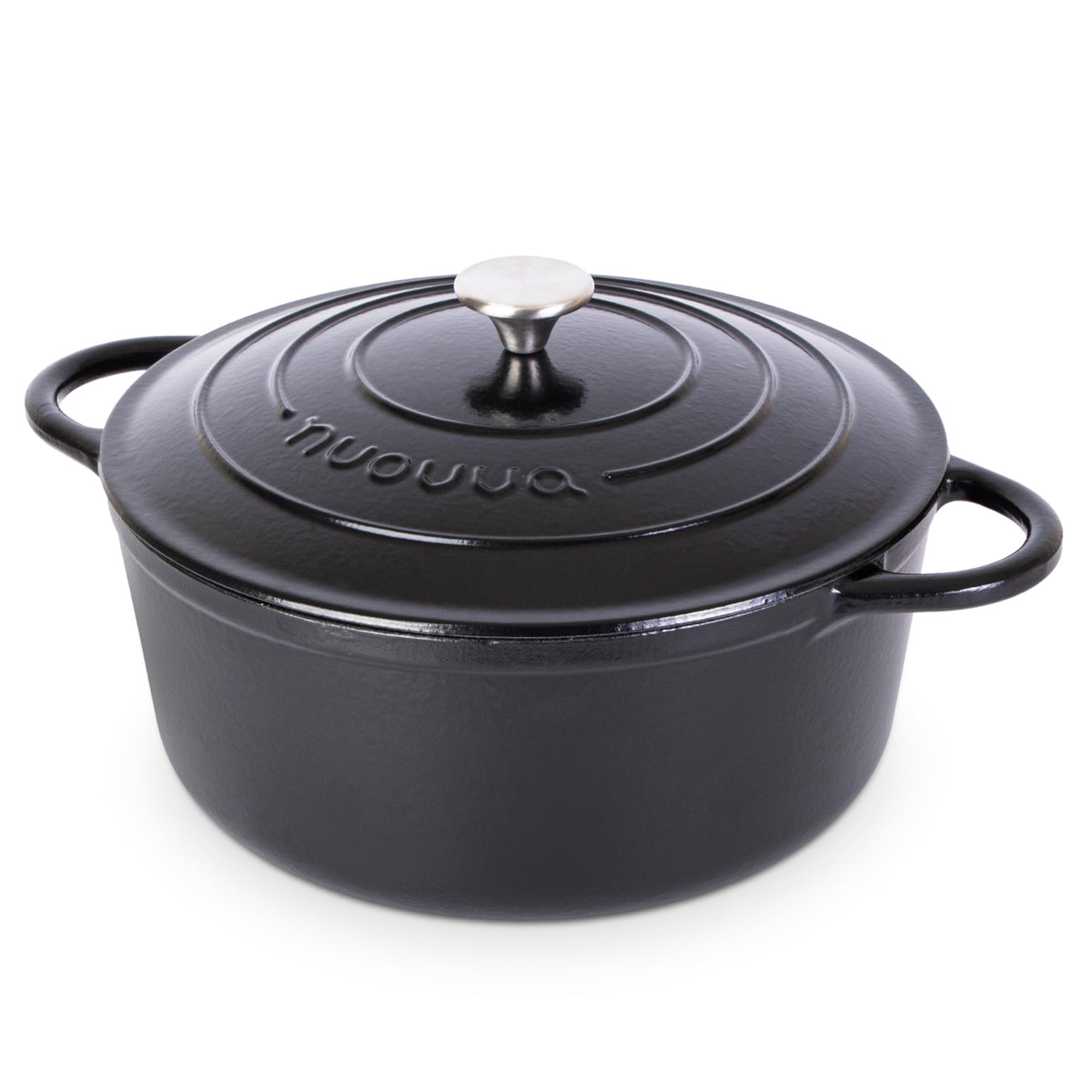 Nuovva Enamelled Cast Iron Dutch Oven Pot with Lid-6.4 Quart Non Stick Casserole Pot-Heavy Duty & Oven Safe up to 500° F for Bread Baking, Braising, Stews, Roasting - 28cm Dark Blue