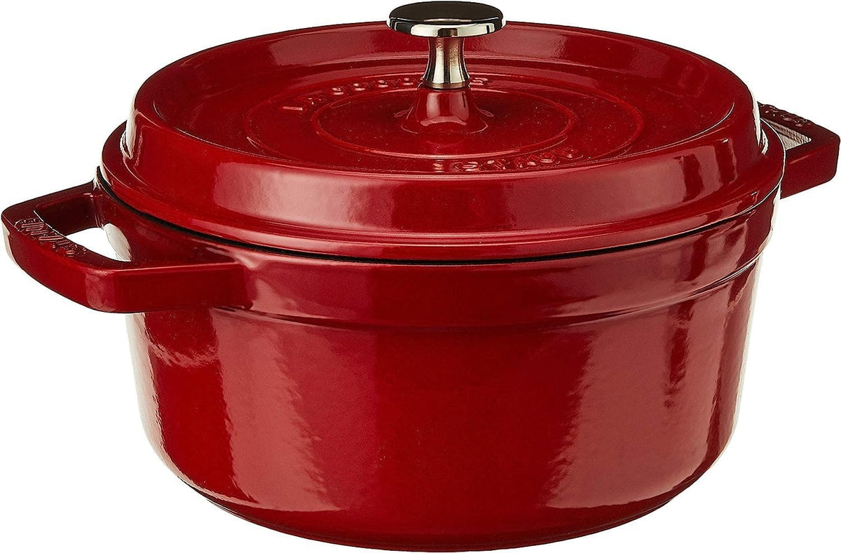 STAUB Cast Iron Round Cocotte, Dutch Oven, 2.75-quart, serves 2-3, Made in France, Cherry