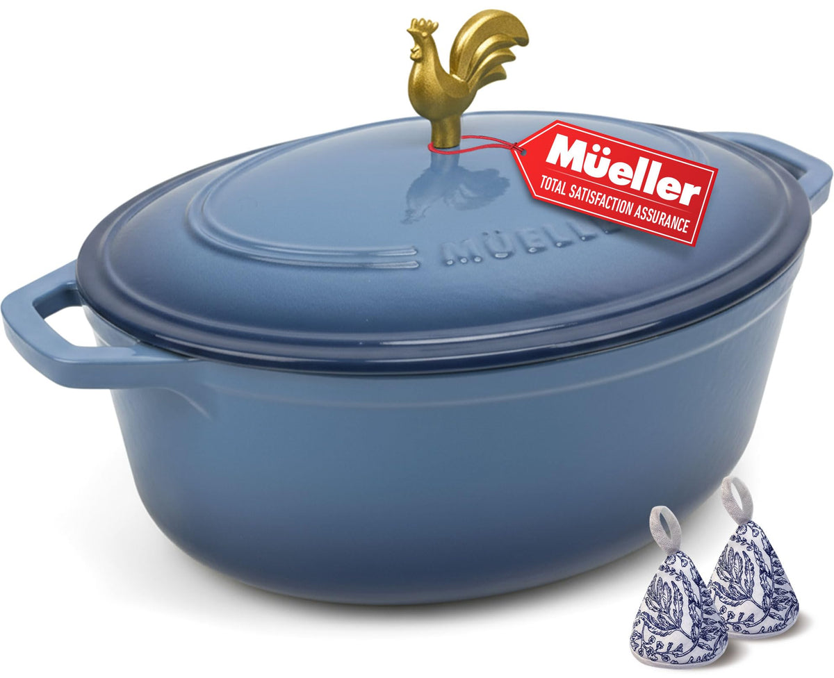 Mueller DuraCast 6 Quart Enameled Cast Iron Dutch Oven Pot with Lid