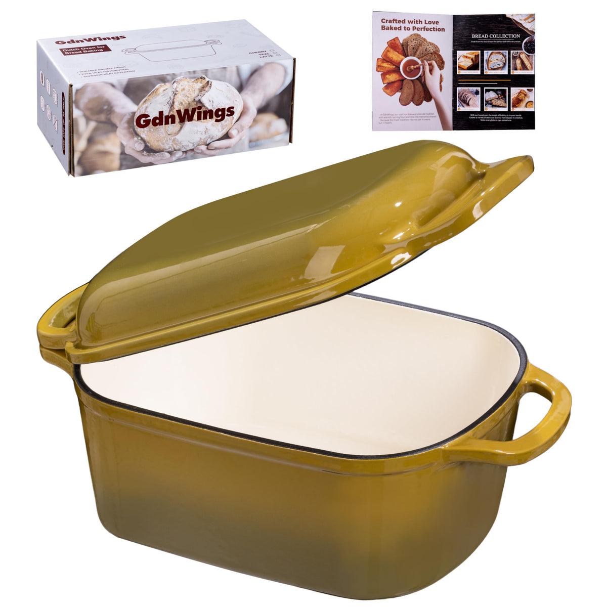 Oval Enameled Cast Iron Dutch Oven for Sourdough Bread Baking