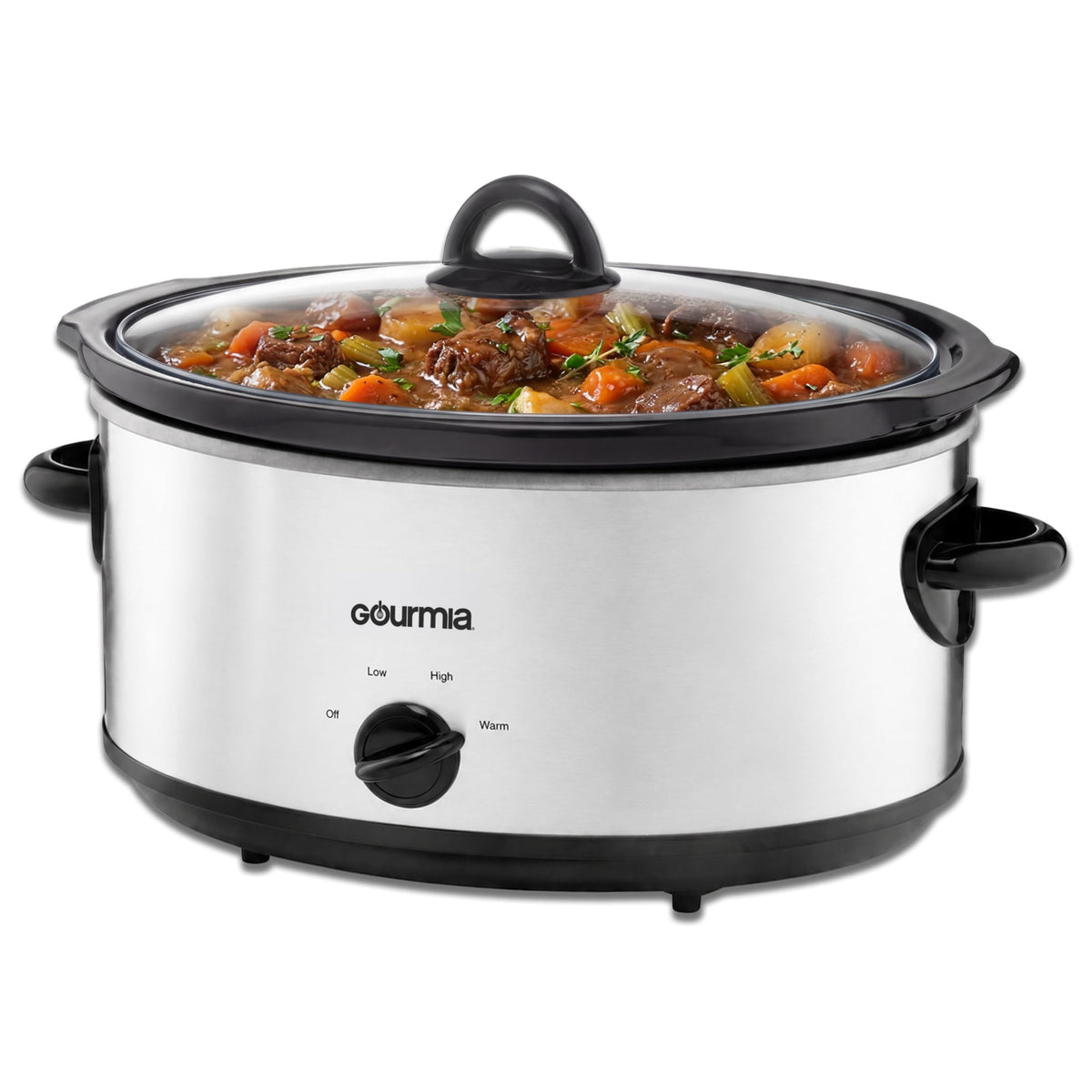 Gourmia Slow Cooker – 6 Quart, Manual Controls, Removable Stoneware, Black