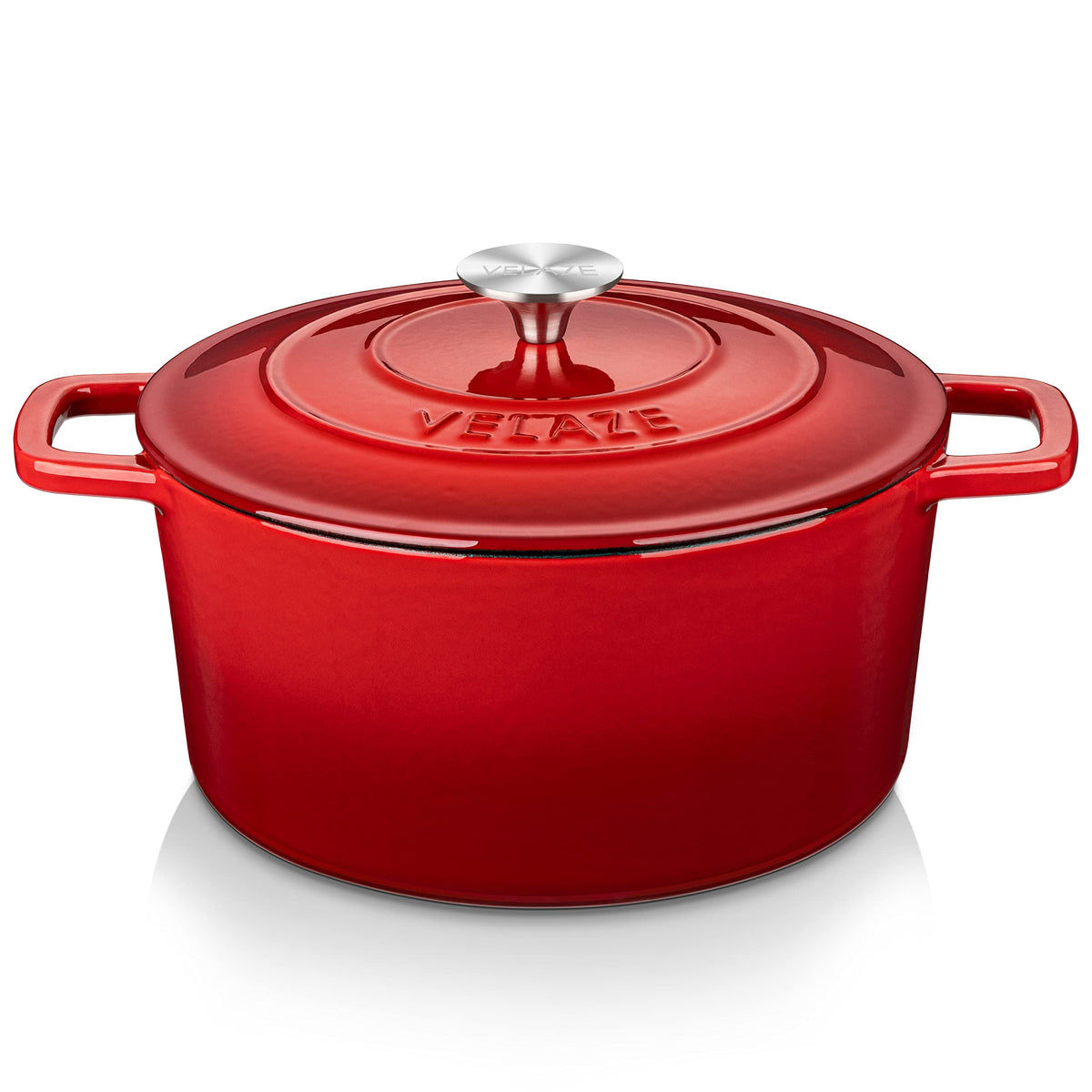 Velaze 7.5 QT Oval Enameled Cast Iron Dutch Oven Pot with Lid,Blue