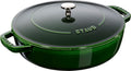 Staub Braiser 40511-478 Saute Pan, Basil Green, 11.0 inches (28 cm), Large, Both Handed, Enameled Pot, Shallow Type, Sukiyaki, Induction Compatible, Japanese Authentic Product