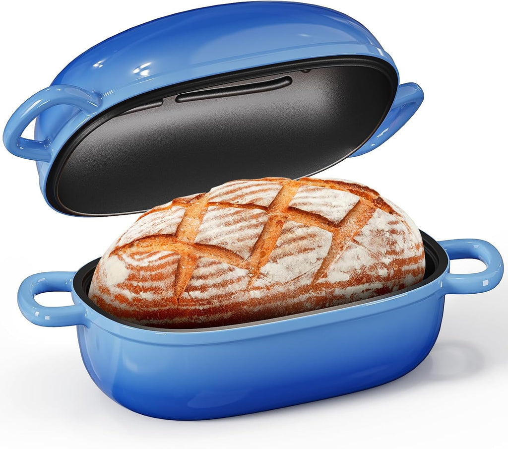 2.5QT Cast Iron Dutch Oven, Bread Loaf Pan for Sourdough Bread Baking